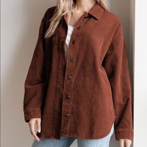 Lulus • Casual Brown Corduroy Button-Up Long Sleeve Top • Womens Small